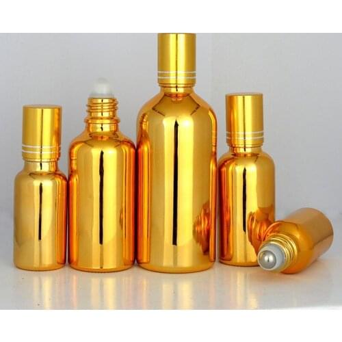 Gold Roll on Bottle 5-100ml Essential Oil Container Glass Perfume Ball Refillable Bottle Roll-on Empty Cosmetic Bottle Ornament