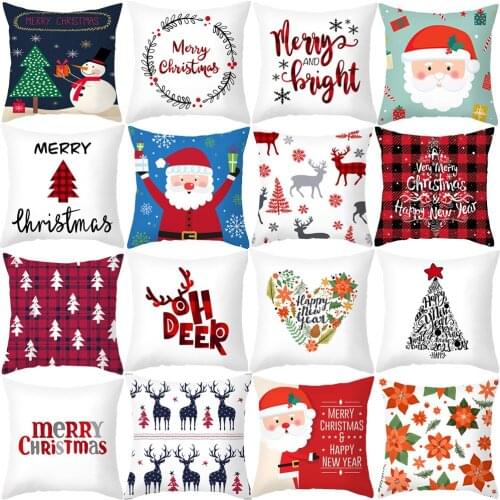 1pcs 45cm Merry Christmas Cushion Cover Elk Santa Claus Decorating Christmas Ornaments Christmas 2020 Xmas Gifts New Year 2021