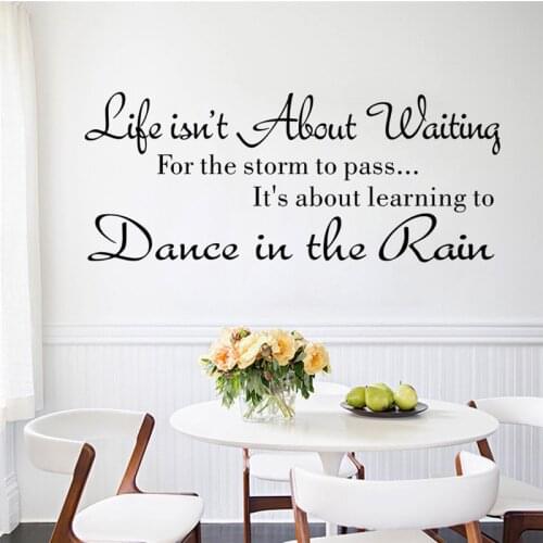 1pc Dance in the rain Wall Sticker English Proverbs Decorating Wall Stickers for Home Living Room Decoration Bedroom Wallpaper W