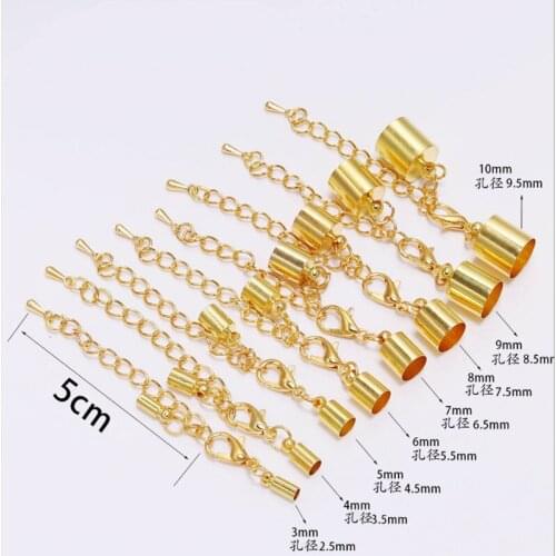 10pcs Leather Cord Bracelet Water Drop Lobster Hooks Crimps Tip Caps Connectors Plus Tail Chain Weight Cap Making Findings