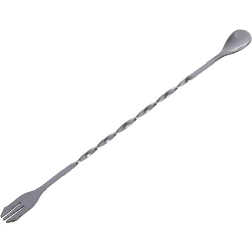 2pcs New Stainless Steel Bar Cocktail Twisted Mixing Spoon Fork DIY Set