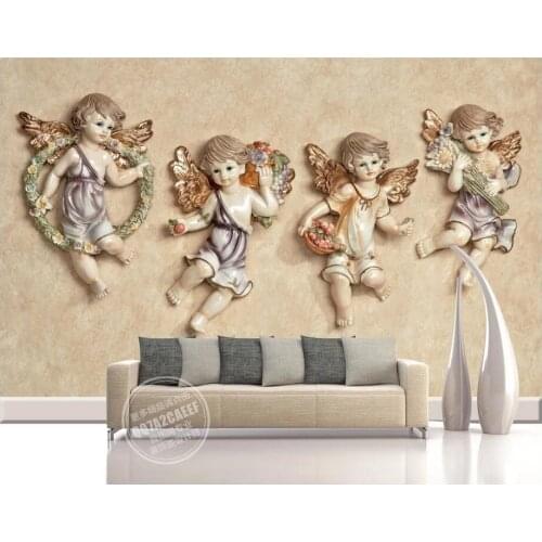 Custom photo 3d wallpaper European little angel flower basket living room home decor 3d wall murals wallpaper for wall 3 d