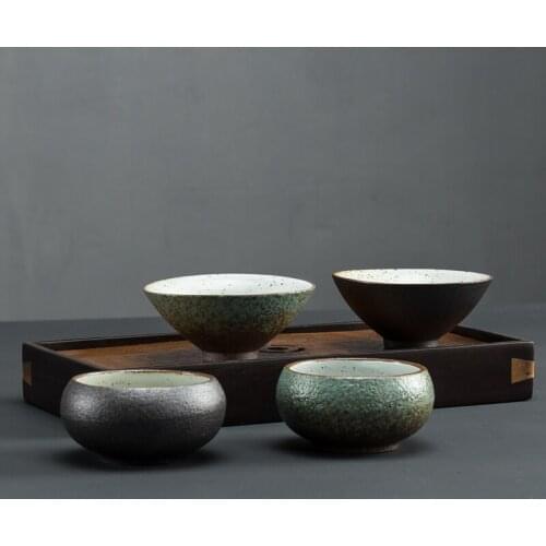 4/Pcs Chinese tea cup of 4 ceramic household kung fu tea set stoneware tea cup set small Japanese style Pu'er smelling teaware