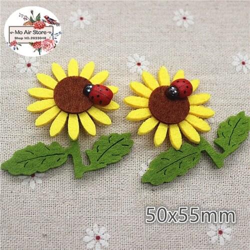 5CM 10pcs Non-woven patches sunflower ladybird two-double Felt Appliques for clothes Sewing Supplies diy craft ornament