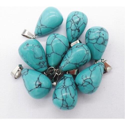 50Pcs 18x13mm Wholesale Green Turquoise Teardrop Pendant Bead DIY Earrings Handmade Jewelry Accessories S709