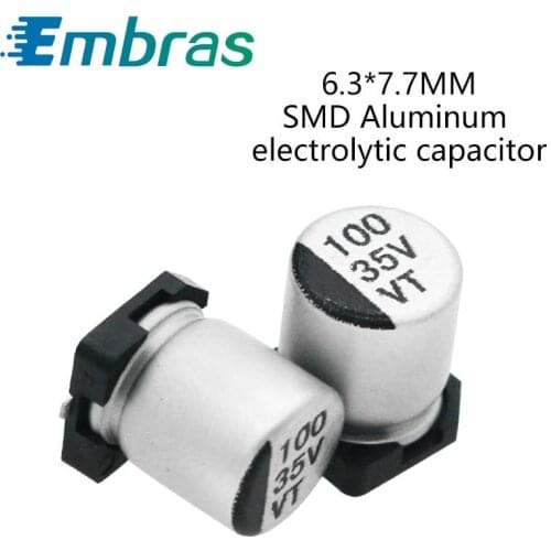50Pcs 6.3*7.7 SMD Aluminum Electrolytic Capacitor Kit 6.3V 50V 63V 16V 150UF 470UF 47UF 33UF 22UF 10UF Full Values Assorted Sets