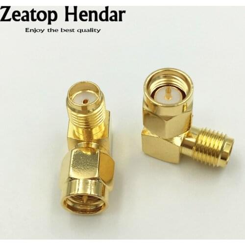50Pcs Gold Brass SMA Male to SMA Female Right Angle 90 degree In Series RF Connector