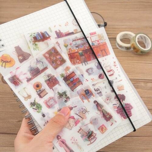 6Sheets/Pack Creative Exquisite Life Decoration Scrapbooking Stickers Transparent PVC Stationery Planner Stickers