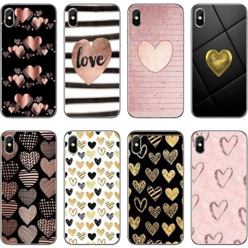 Accessories Phone Case pink Gold Rose Love heart For Xiaomi Mi 11 Note 10 10T 9 9T 8 Pro A2 Lite A3 A1 Poco F1 F2 M3 X3 NFC