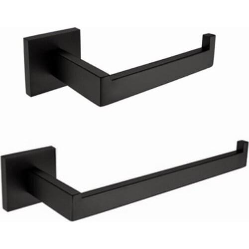 Black color Toilet paper holder and towel holder rack wall mount stainless steel bathroom accessories SM556
