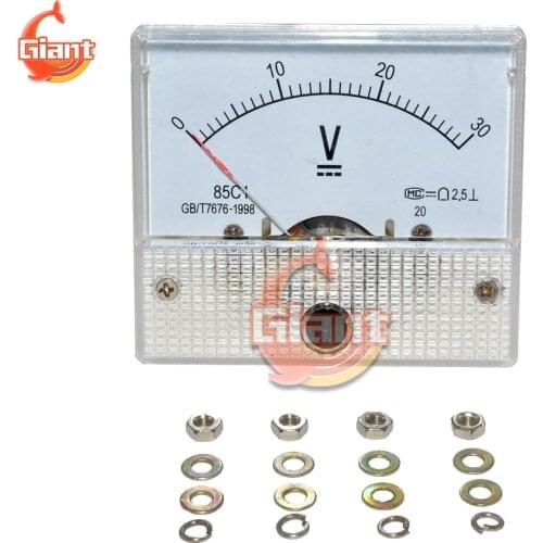 DC 0-30V 2.5 level Accuracy Analog Panel Volt Voltage Meter Voltmeter Gauge 85C1 5V 12V 24V Voltage Tester Panel Portable