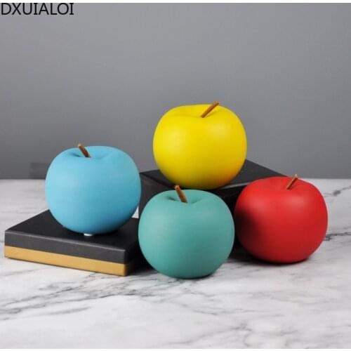 Nordic Creative Painted Apple Decoration Ceramic Crafts Home Living Room Desktop Restaurant Fruit Decoration Christmas Gift