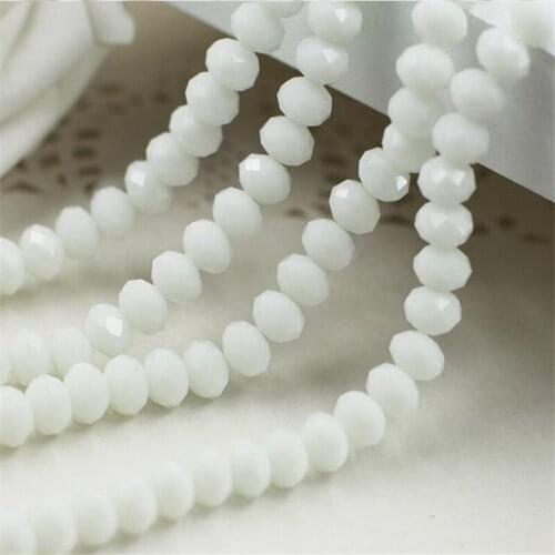 MHS.SUN Loose 2mm-14mm Solid White Rondelle Faceted Crystal Glass Beads Loose Spacer Round Beads for DIY Jewelry Costume Decor
