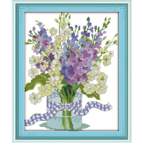 Orchid (11) cross stitch kit food aida 14ct 11ct count print canvas hand sew cross-stitching embroidery DIY handmade needlework