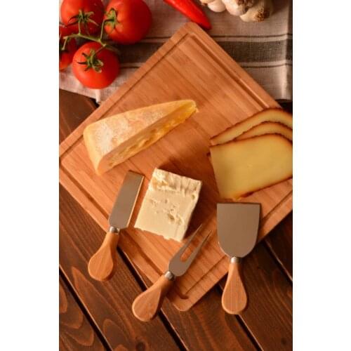 3 piece Cheese Knife Cheese Knife Set with Presentation Kitchen Bamboo Steel + Kitchen knives