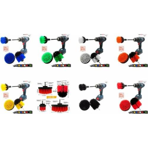 4pcs set Car Washing Detailing Power Drill Brush Kit with Long Reach stick 7 color to choose