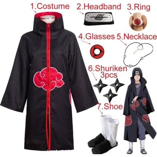 Nagato Pain Full Cosplay Costume for Height 135cm-185cm Halloween Costume for Kids Boys Suzaku Ring Cloak Headband Shoes