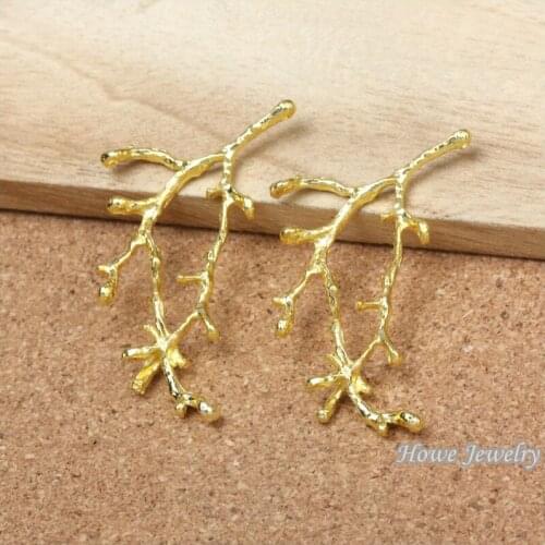 Wholesale 20 pcs Enamel Alloy Gold color Jewelry Branch Pendants charms for bracelet necklace DIY jewelry making