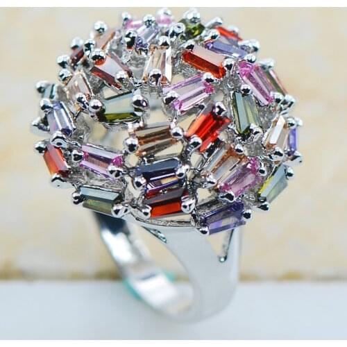 Peridot Pink Crystal Zircon Garnet Morganite 925 Sterling Silver Quality Fancy Jewelry wedding Ring Size 6 7 8 9 10 F1133