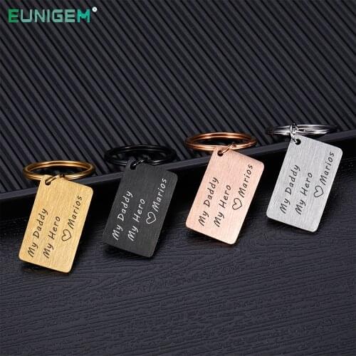 Dad Gifts Personalized Keychain Custom Name Keyring from Daughter Fathers Day Birthday Gift for Dear Daddy Hero Keychains