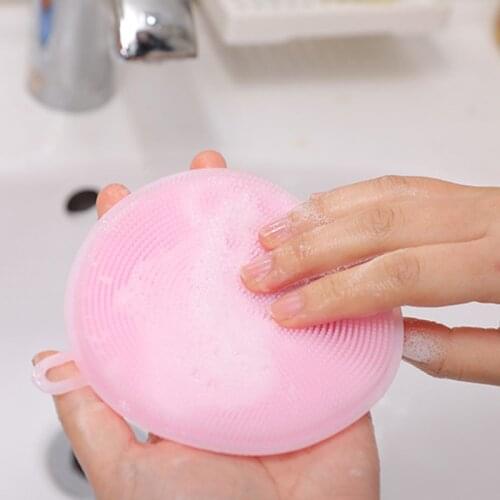 Silicone Wash Dish Brush Multipurpose Antibacterial Cleaning Kitchen Tool Scrubber JW