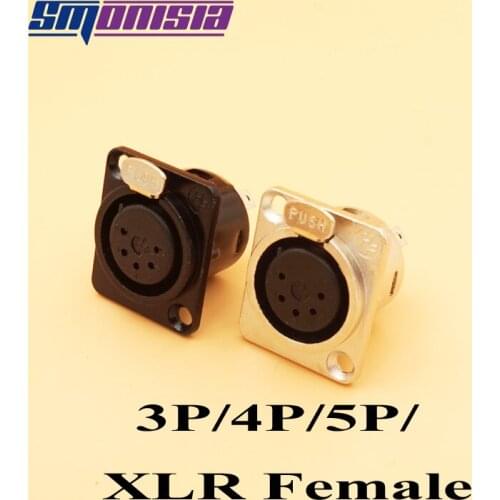 Smonisia 50PCS/LOT 3/4/5 Pin XLR Socket Male/Female Socket Panel Mount Chassis 3/4/5Pins Square Shape XLR Connector Adapter