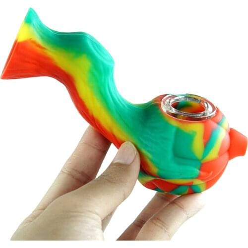 Funny Silicone Tobacco Pipe Accessories with Glass Bowl Tube Use Cigarette Smoking Kit