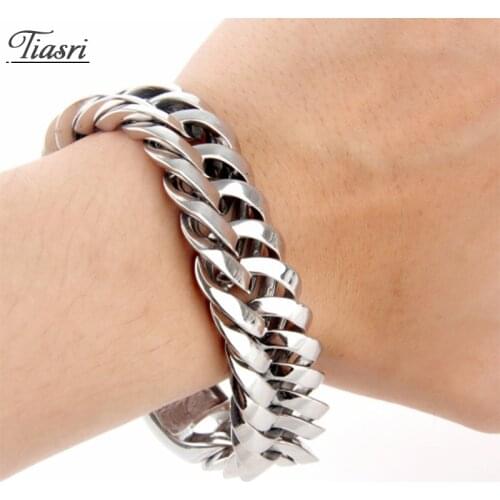 Tiasri No Rust Cuban Link Chain Heavy Man Bracelet 316L High Quality Stainless Steel Jewelry Steampunk Style Male Accessories