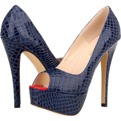 HOT Women Shoes Peep Toe Pumps Patent Leather Wedding Party Dress 14CM Thin High heels Slip On waterproof 2020 size 35-42