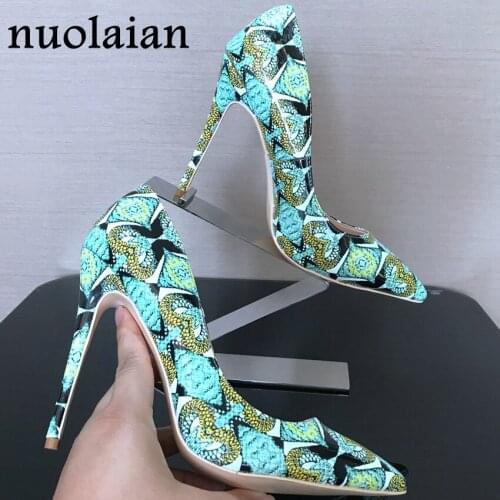 Woman Pumps Pointed Toe High Heel Shoes Women Snake Printed Leather Ladies High Heels Party Dress Basic Shoes Wedding Womens