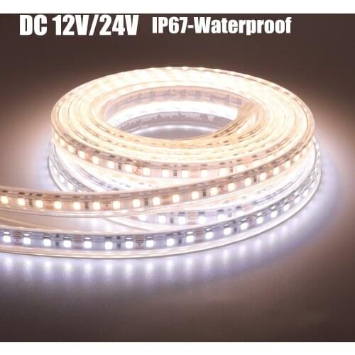 Ultra Bright LED Strip DC 12V 24V 2835 120LEDs/m IP67 Waterproof CRI 80RA 3000K 4000K 6000K Flexible LED Light Lamp