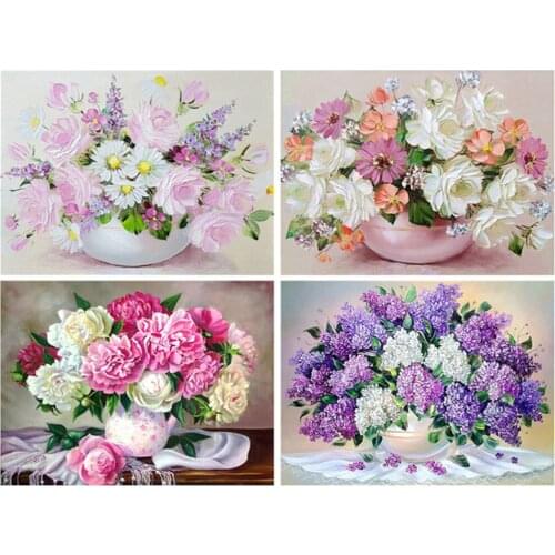 Uone New Diamond Painting DIY Cross Stitch Flower Vase Lilac Embroidery Rhinestone Kids Adult Home Officeation DecorMystery Gif