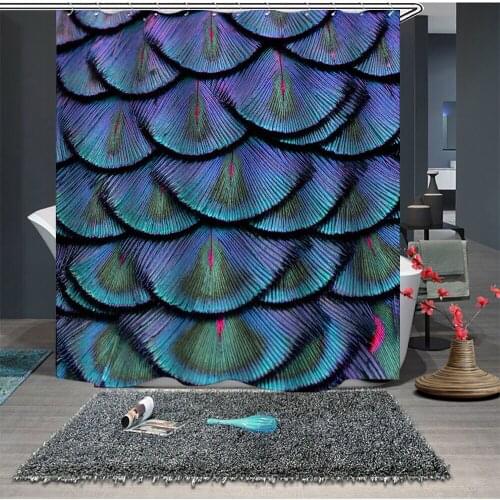Custom Made Shower Curtain Bathroom Curtain Partition 1.5 x 1.8m 1.8 x 1.8m 1.8 x 2m Scaly Blue