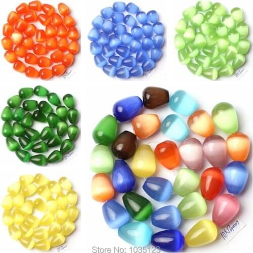 High Quality 10x14mm 7 Color Cat Eye Stone Drop Shape Gem Loose Beads Strand 15" DIY Creative Jewellery Making wj260