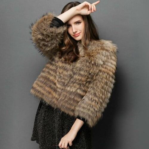 2020 womens new 100% natural raccoon fur jacket real silver fox fur short coat winter warmth fashion casual European street sty