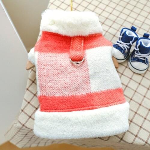 Winter Dog Clothes Classic Large Plaid Cotton Vest Jacket Pet Pullover Costume For Puppy Cats Chihuahua Clothes With D-ring