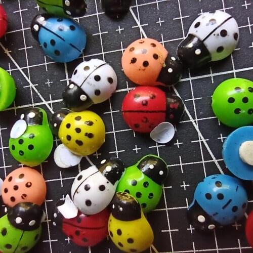 1pcs/lot resin lovely coccinella septempunctata 15mm Cabochons Hair Bow Center Card Frame Making Craft DIY