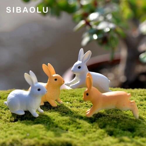 1 pc Running Rabbit Miniature Figurine Sitting Hare DIY Accessories House Decoration Simulation animal models plastic girl toy