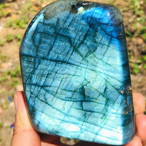 1pcs Natural Crystal Moonstone Raw Gemstone Ornament Polished Quartz Labradorite Handicraft Decorating Stone Healing