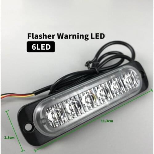 10pcs 12/24V 6LEDs Car Thin High Bright Warning Light Emergency Strobe Flash Light Hazard Caution Light for Motorcycle Trucks