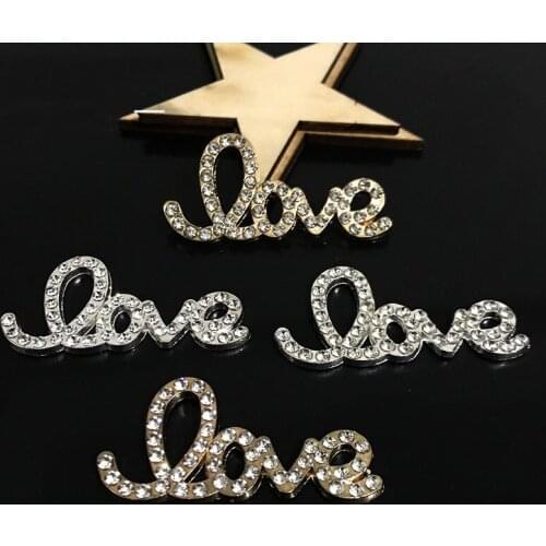 10Pcs Love Letters Full Drill Flatback Scrapbooking For DIY Mobile Phone Case Beauty Alloy Jewelry Accessories