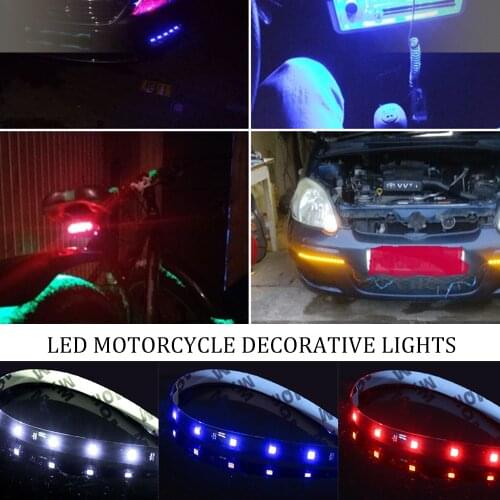 30CM LED Motorcycle Decorative Lamp Strip Waterproof Flexible Underbody Boat Atmosphere Decorative Lamp RedBlue White Motor Part