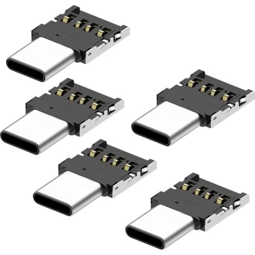5pcs Ultra Mini Type-C USB-C to USB 2.0 OTG Adapter for Cell Phone Tablet & USB Cable & Flash Disk