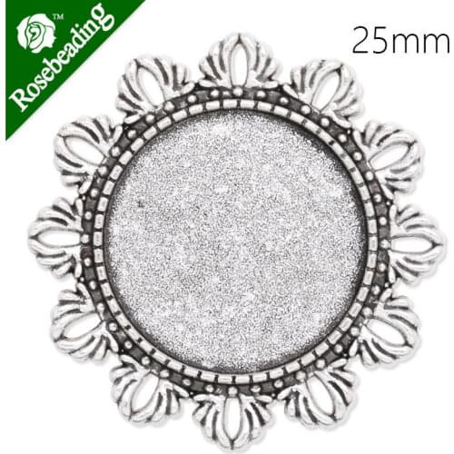 25mm anqitue silver plated brooch blank,brooch bezel,hollow around,zinc alloy,lead and nickle free,sold by 10pcs/lot-C4071