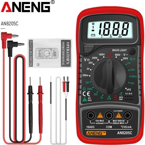 ANENG AN8205C Digital Multimeter Portable LCD Backlight AC/DC Ammeter Volt Ohm Tester Meter Multimetro With Thermocouple