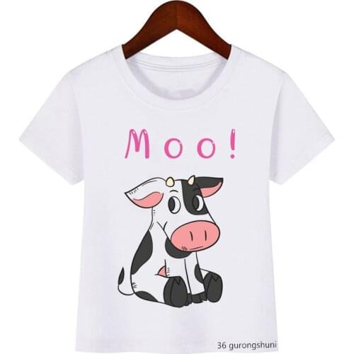 Funny Cartoon Animal Strawberry Cow Pet Plush Print Cute Girls/boys T Shirt Summer Tops Casual Kids Clothes Birthday Gift