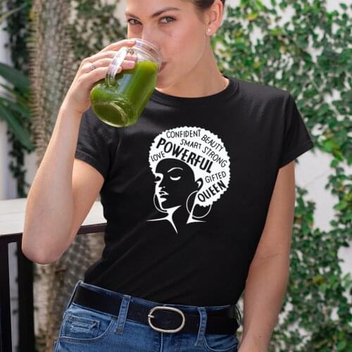 Graphic Tees Women Summer Slim Kawaii Women T Shirt Polyester High Quality Female Print Powerful Girl Independence Day T-shirt