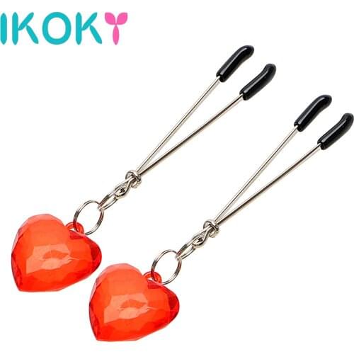 IKOKY Nipple Clamps Adult Games Nipple Stimulator Heart Shape Breast Clips Papilla Erotic Toys Sex Toys for Couple