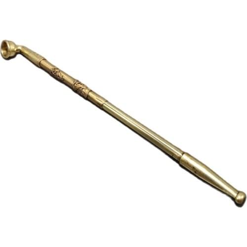 Chinese Old Copper Embossed Dragon And Phoenix Smoking Pipe Smoking Tobacco Pipe