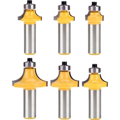 Pack Of 6 1/2-Inch Shank Round Over Router Bit 1/2 Inch 1/8 Inch 1/4 Inch 5/16 Inch 3/8 Inch 7/16 Inch Roundover Edge-Forming Wo